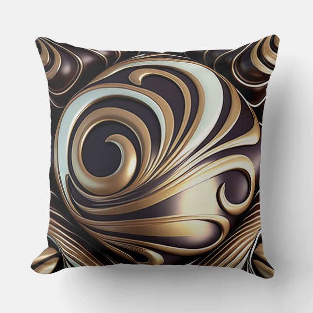 Chocolate Silver Gold Decorative Pillow (Front)