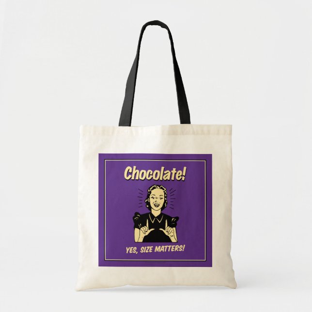 Chocolate: Size Matters Tote Bag (Front)