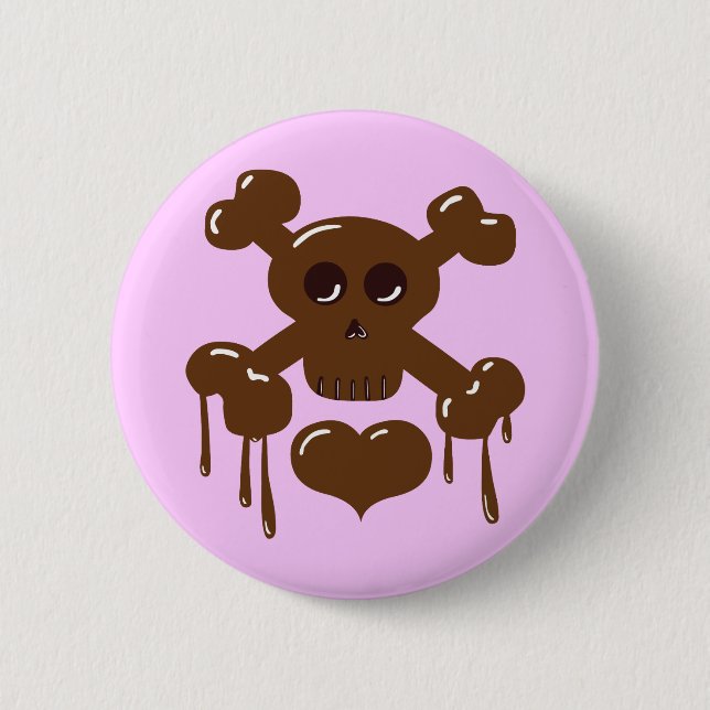 Chocolate Skull and Crossbones 6 Cm Round Badge (Front)