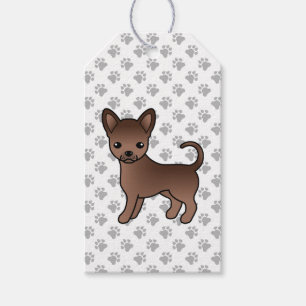Chocolate Smooth Coat Chihuahua Cartoon Dog & Paws Gift Tags