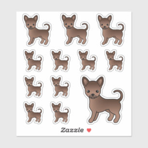 Chocolate Smooth Coat Chihuahua Cute Cartoon Dogs