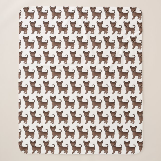 Chocolate Smooth Coat Chihuahua Cute Dog Pattern Sherpa Blanket (Front)