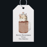 Chocolate Snowman Mason Jar Milkshake Christmas Gift Tags<br><div class="desc">Illustration of a chocolate milkshake in a mason jar topped with sprinkles,  chocolate syrup,  caramel,  whipped cream,  marshmallow snowman,  and snowflake shaped Christmas cookie.</div>