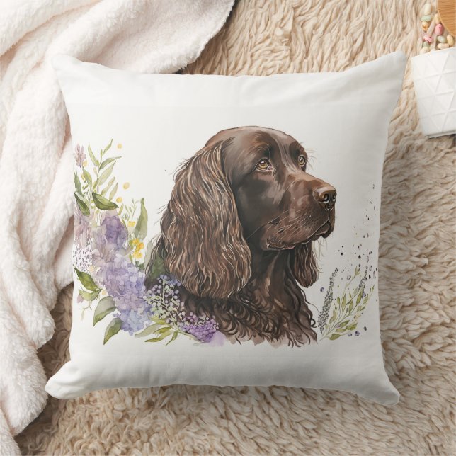  Chocolate Spaniel Beautiful Watercolor Painting Cushion (Blanket)
