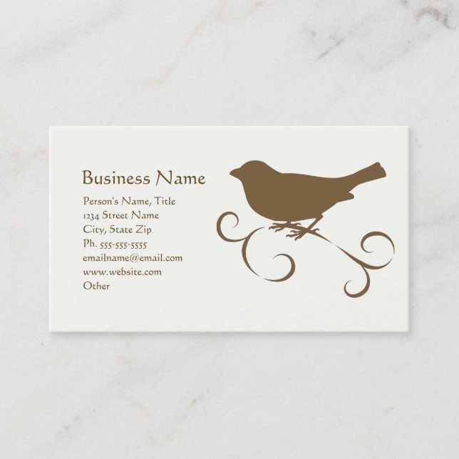 Chocolate Sparrow with Ribbon Business Card (Front)
