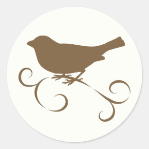 Chocolate Sparrow with Ribbon Classic Round Sticker
