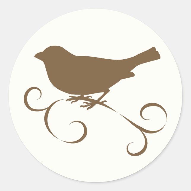 Chocolate Sparrow with Ribbon Classic Round Sticker (Front)