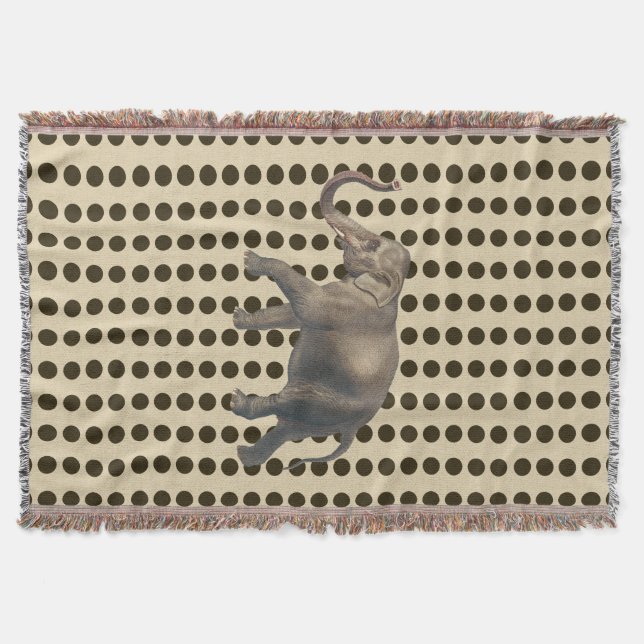 Chocolate Spice Moods Dots with Elephant Throw Blanket (Front)