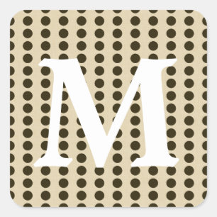 Chocolate Spice Moods Dots with Monogram Initial Square Sticker