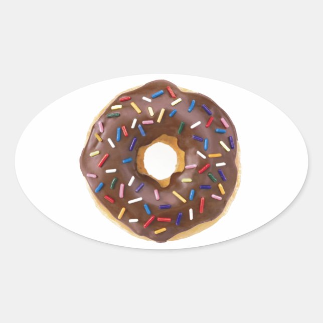 Chocolate Sprinkle Doughnut Oval Sticker (Front)