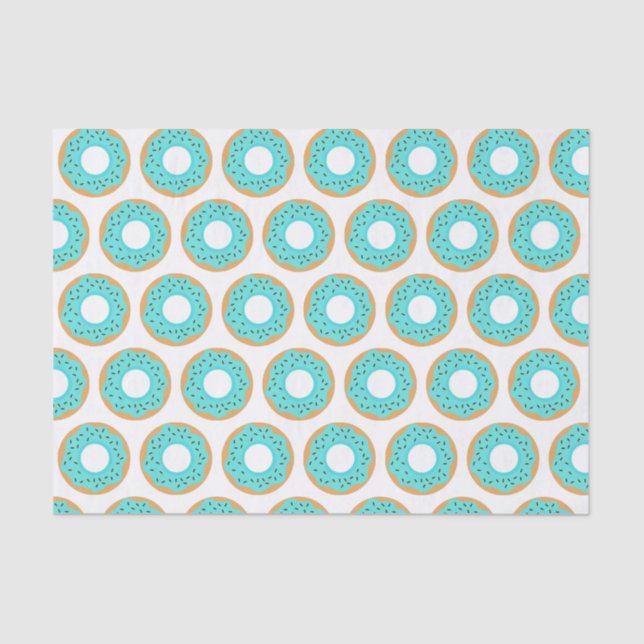 Chocolate Sprinkles Blue Doughnut Pattern Tissue Paper (Front)