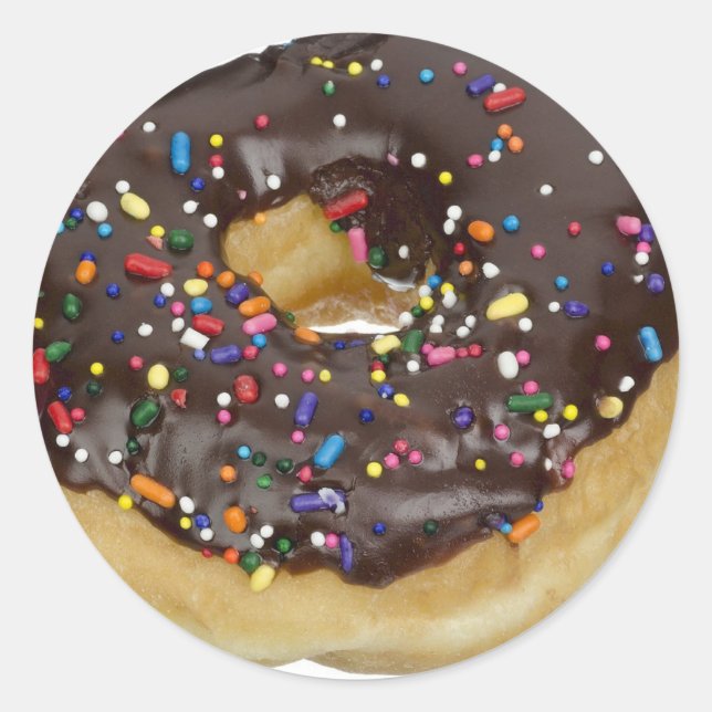 Chocolate Sprinkles Doughnut Foodie Dessert Sticke Classic Round Sticker (Front)