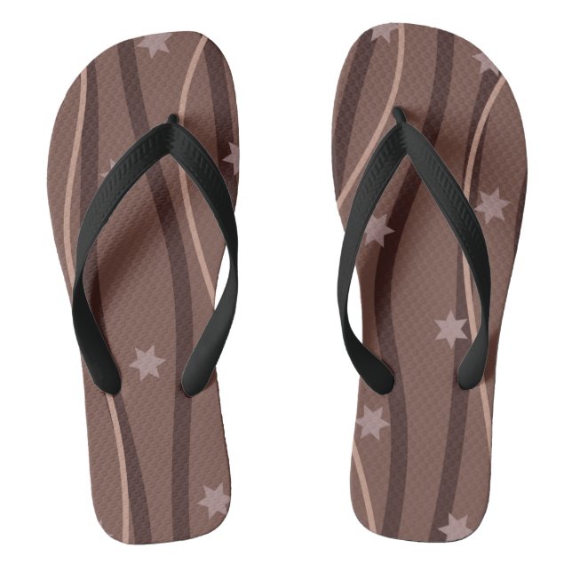 Chocolate Stars and Striped Pattern Jandals (Footbed)