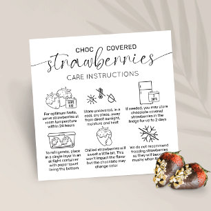 Chocolate Strawberries Minimal Care Instructions Square Business Card