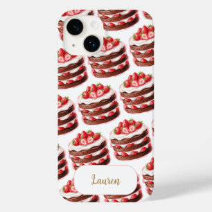 Chocolate Strawberry Cakes Fun Foodie Custom name  Case-Mate iPhone 14 Case