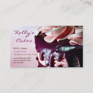 Chocolate Strawberry Cream Cake Pink Business Card