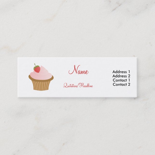 Chocolate Strawberry Cupcake Mini Business Card (Front)