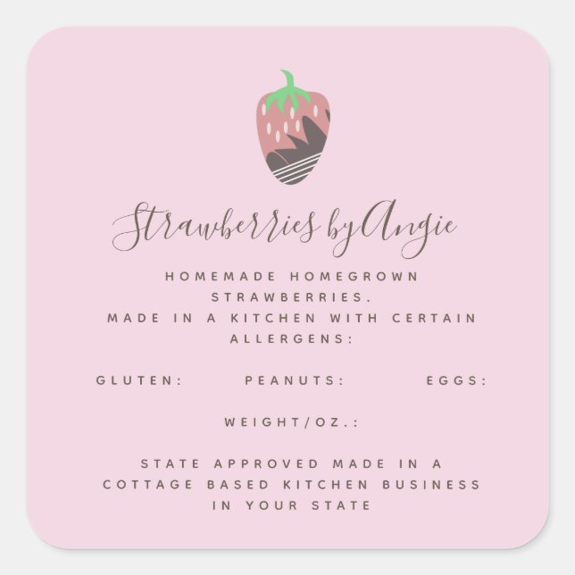 Chocolate Strawberry Drizzled Food Business  Square Sticker (Front)