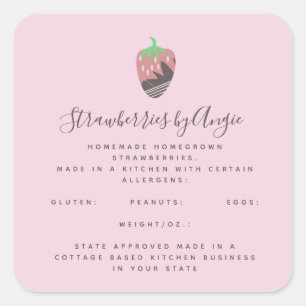 Chocolate Strawberry Drizzled Food Business  Square Sticker