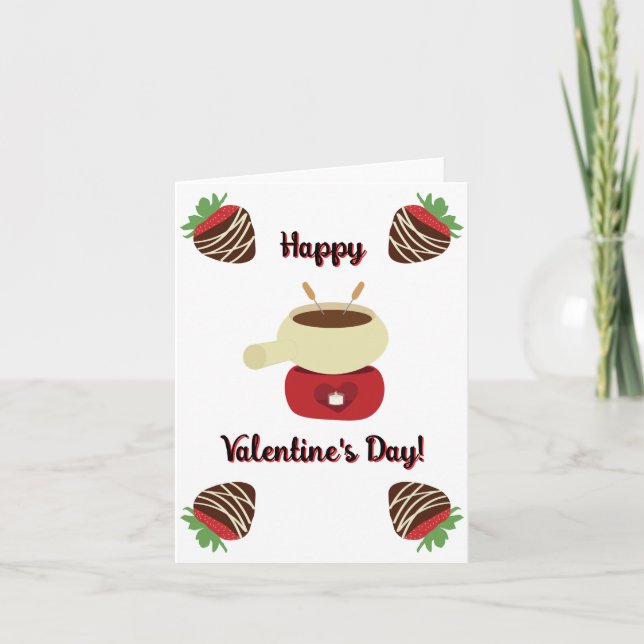 Chocolate Strawberry Fondue Valentine's Day Card (Front)