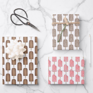 Chocolate Strawberry Fudgesicle Ice Cream Popsicle Wrapping Paper Sheet