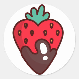 Chocolate Strawberry Heart Classic Round Sticker