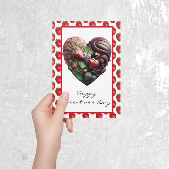 Chocolate Strawberry Heart Valentine's day   Card (Creator Uploaded)