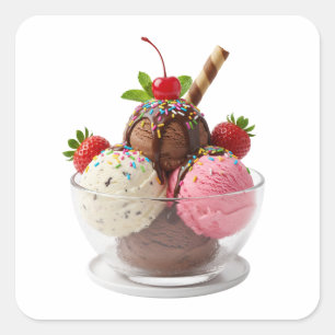 Chocolate Strawberry Ice Cream Bowl Sticker
