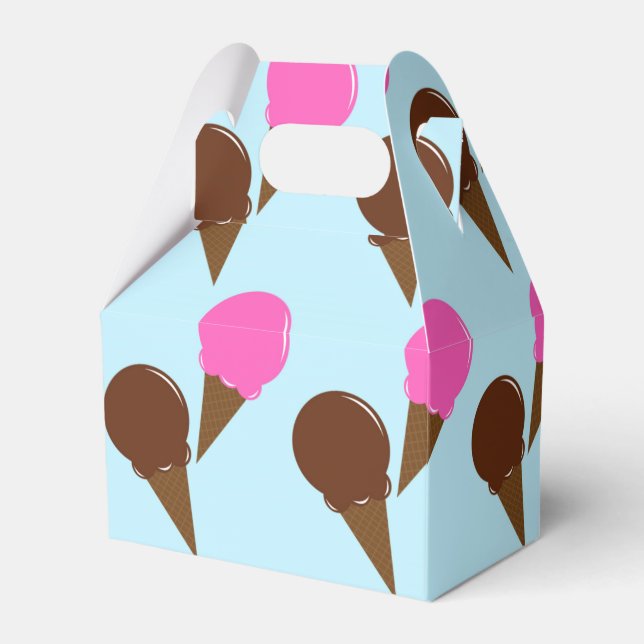 Chocolate & Strawberry Ice Cream Party Favour Boxe Box (Front Side)