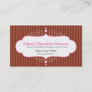 Chocolate stripe decorative white pink panel bake business card
