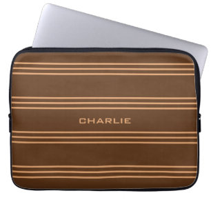 Chocolate Stripes custom monogram laptop sleeves