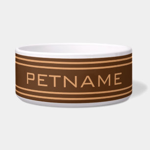 Chocolate Stripes custom monogram pet bowls