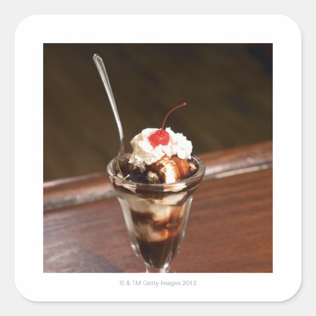 Chocolate sundae square sticker (Front)