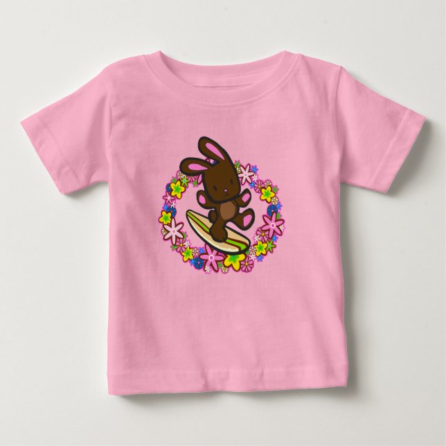 Chocolate Surfing Bunny Infant T-Shirts (Front)