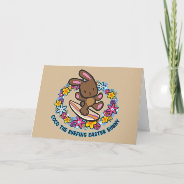 Chocolate Surfing  Easter Bunny Cards (Front)