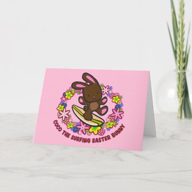 Chocolate Surfing  Easter Bunny Cards (Front)