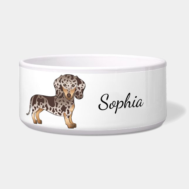 Chocolate & Tan Dapple Short Hair Dachshund & Name (Front)