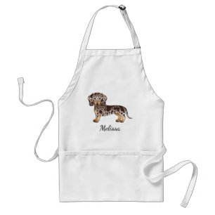 Chocolate & Tan Dapple Short Hair Dachshund & Name Standard Apron