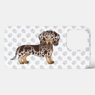 Chocolate & Tan Dapple Short Hair Dachshund & Paws iPhone 13 Pro Case