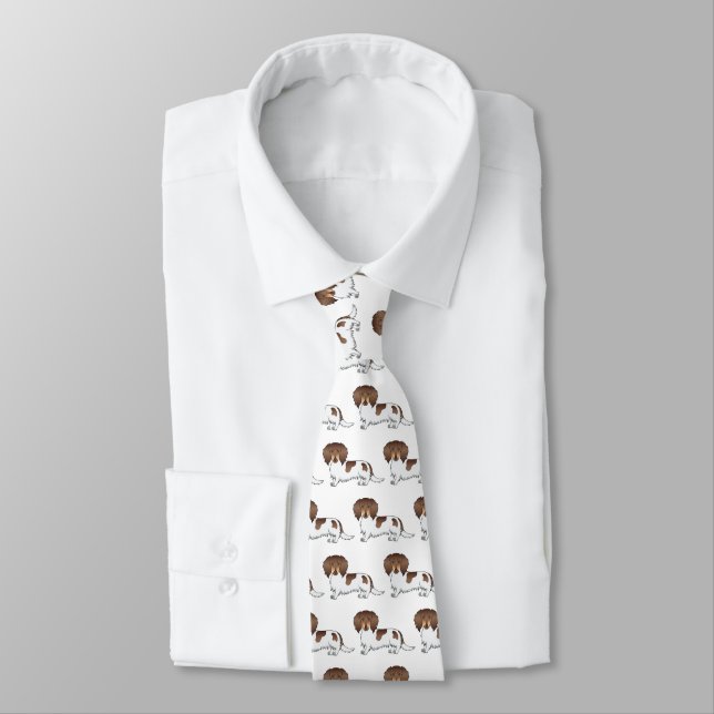 Chocolate & Tan Pied Long Hair Dachshund Pattern Tie (Tied)
