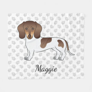 Chocolate & Tan Pied Short Hair Dachshund & Name Fleece Blanket