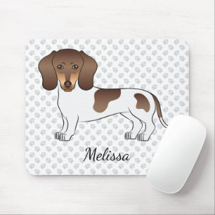 Chocolate & Tan Pied Short Hair Dachshund & Name Mouse Pad