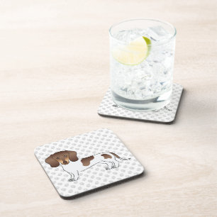 Chocolate & Tan Pied Short Hair Dachshund & Paws Coaster