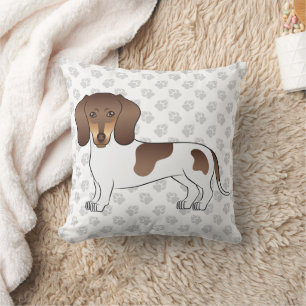 Chocolate & Tan Pied Short Hair Dachshund & Paws Cushion