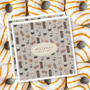 Chocolate Theme Bakery Chef Custom Name Napkin