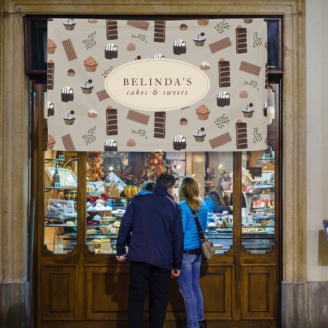 Chocolate Theme Bakery Chef Custom Name Shop Banner (Chocolate Theme Bakery Chef Custom Name Shop Banner)