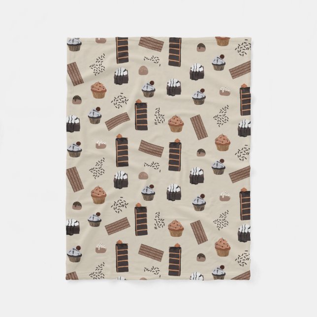 Chocolate Theme Pattern Fleece Blanket (Front)