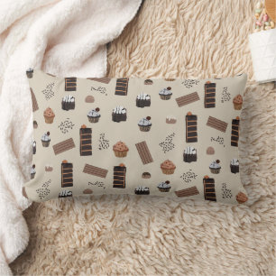 Chocolate Theme Pattern Lumbar Cushion