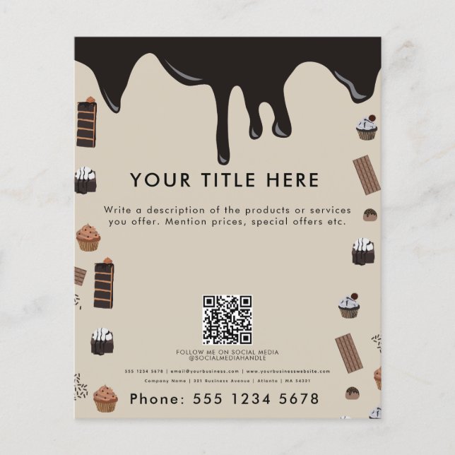 Chocolate Theme Pattern QR Code Business Flyer (Front)