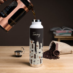 Chocolate Theme Pattern Recipe Cookbook Water Bottle